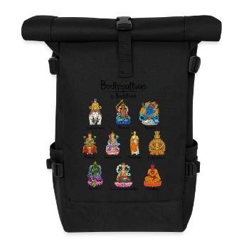 Buddhismus Götter - Bodhisattvas - Rolltop Rucksack - Schwarz - Vorne