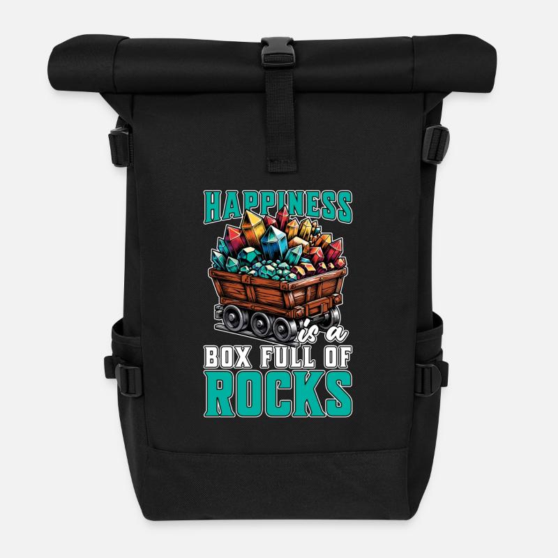 Geologist Happiness Is A Box Full Rock Collecting - Rolltop Rucksack - Schwarz