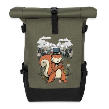Tyrolean Squirrel Squirrel Children Child Mountains - Roll Top Backpack - olive/black - Front