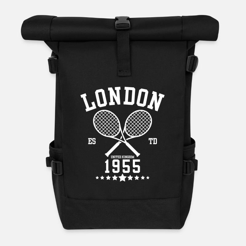 Vintage Tennis London Established 1955 - Roll Top Backpack - black