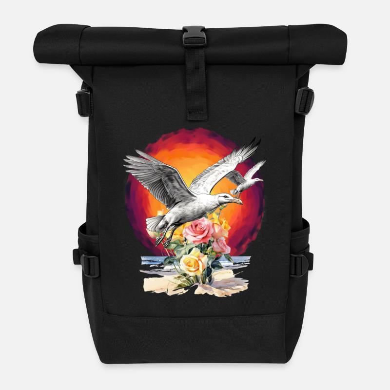 Möwen Möwe Seemöwen maritim Sonnenuntergang - Rolltop Rucksack - Schwarz