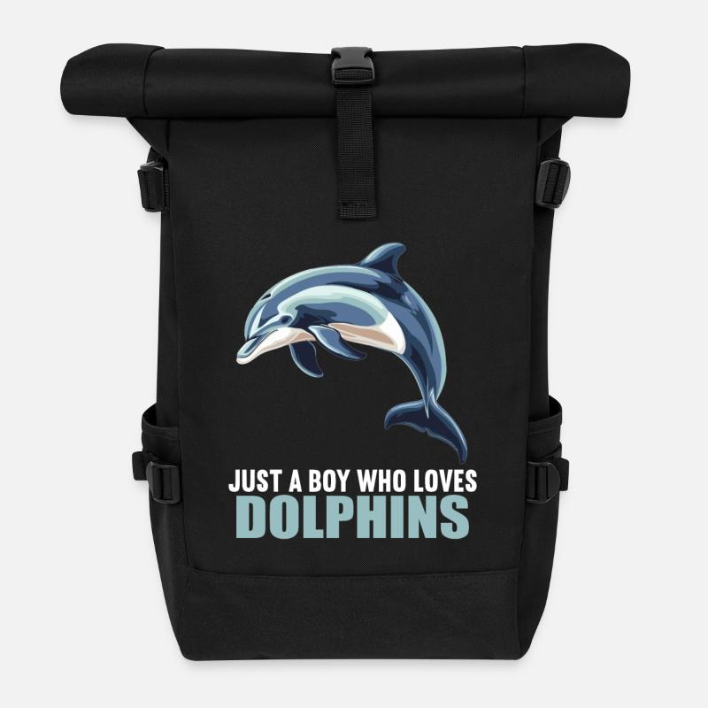 Dolphin Delfine Delfin - Rolltop Rucksack - Schwarz