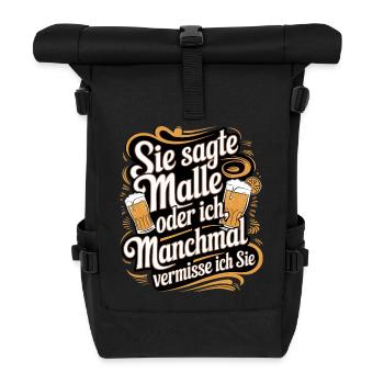 Sie sagte Malle oder ich lustiger Mallorca Spruch - Rolltop Rucksack - Schwarz - Vorne