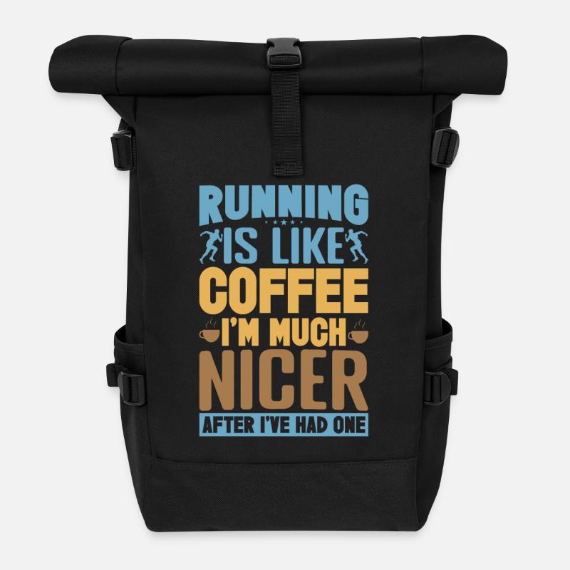 Running Is Like Coffee Marathon Runner - Rolltop Rucksack - Schwarz