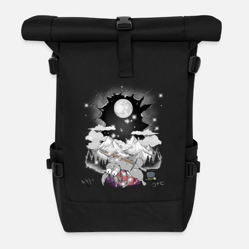 mystisch Bergsteiger bergsteigen Urlaub Hase Berge - Rolltop Rucksack - Schwarz