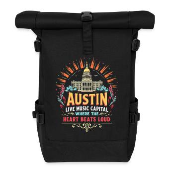 Austin : capitale de la musique live, là où le cœur bat - Sac à dos roll top - noir - Devant