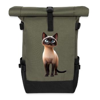 Siamkatze Siam Katze Siamese Cat Siamesen Katzen - Rolltop Rucksack - Olive/Schwarz - Vorne