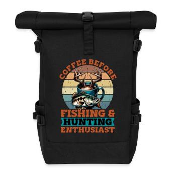 Fishing & Hunting Enthusiast Coffee Hunting Coffee - Roll Top Backpack - black - Front