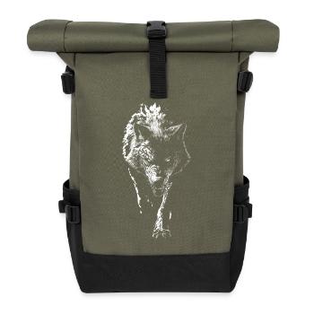 Wolf Norse Germanen Wikinger Nordische Mythologie - Rolltop Rucksack - Olive/Schwarz - Vorne
