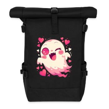 Cute Halloween Geist Herzchen Gespenst Spuk - Rolltop Rucksack - Schwarz - Vorne