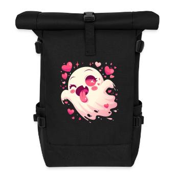 Cute Geist Gespenst Herzchen Halloween Spuk - Rolltop Rucksack - Schwarz - Vorne