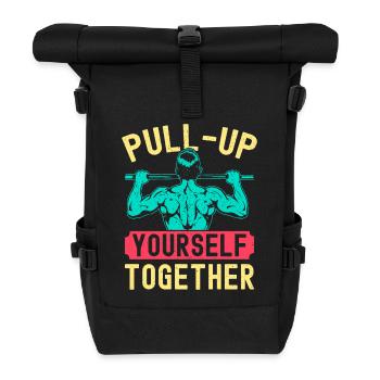 Les fanatiques de fitness s’étirent ensemble - Sac à dos roll top - noir - Devant