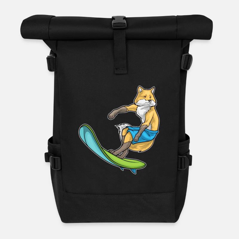 Fuchs Surfer Surfbrett - Rolltop Rucksack - Schwarz