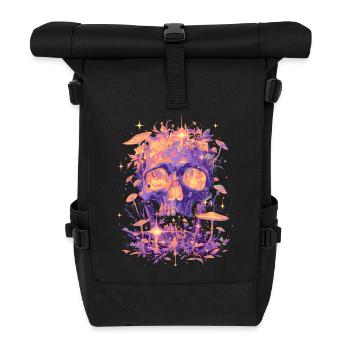 Totenkopf Pilze Grunge Totenschädel Cottagecore - Rolltop Rucksack - Schwarz - Vorne