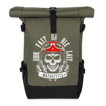 Roulez vite ou mourez crâne Moto Art - Sac à dos roll top - olive/noir - Devant