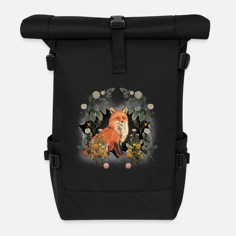 Märchen Fuchs Füchse Natur Waldtiere Kinder - Rolltop Rucksack - Schwarz