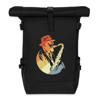 Saxophone Player Retro - Roll Top Backpack - black - Front