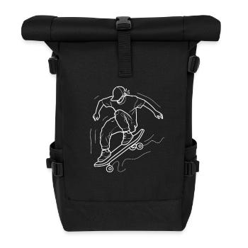 Skateboarding Boy Line Art - Roll Top Backpack - black - Front