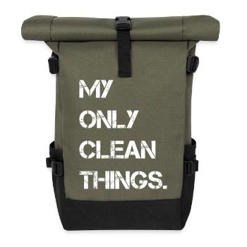 Meine einzigen sauberen Sachen - Rolltop Rucksack - Olive/Schwarz - Vorne