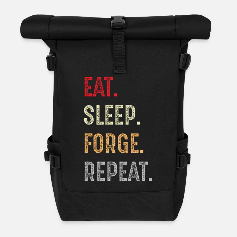 Essen Schlaf Forge Wiederholung - Rolltop Rucksack - Schwarz
