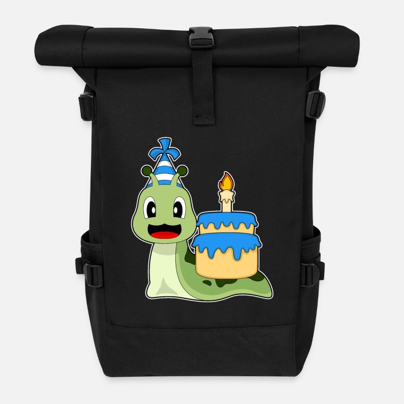 Gâteau aux bougies d’anniversaire d’escargot - Sac à dos roll top - noir