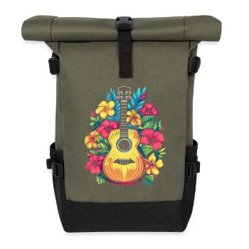 Ukulele Comic Look - Rolltop Rucksack - Olive/Schwarz - Vorne