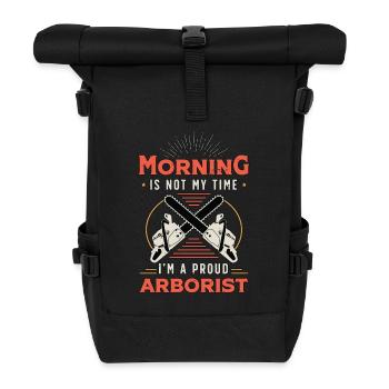 Le matin de l’arboriculteur n’est pas mon heure, je suis travailleur forestier - Sac à dos roll top - noir - Devant