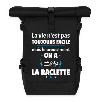 La vie n'est pas toujours facile, raclette - Sac à dos roll top - noir - Devant