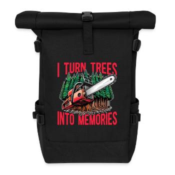 Logging I Turn Trees Into Memories Lumber Worker - Roll Top Backpack - black - Front