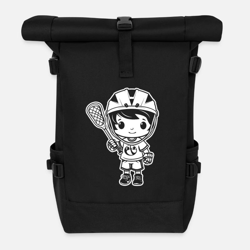 Lacrosse Junge - Rolltop Rucksack - Schwarz