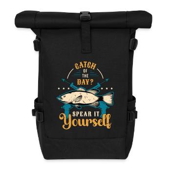 Spearfishing Catch Of The Day Spear It Snorkeling - Rolltop Rucksack - Schwarz - Vorne