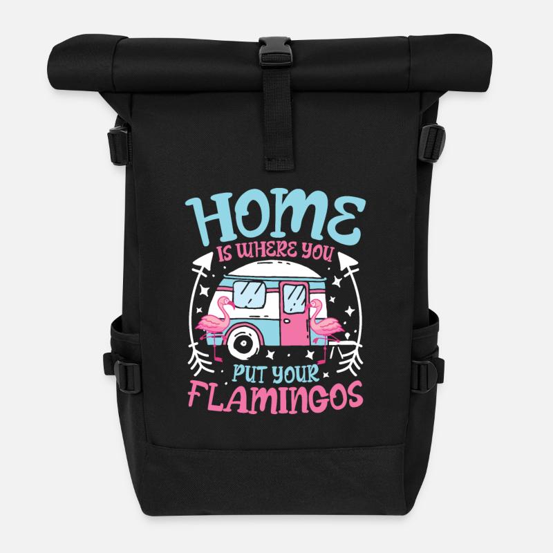 home is where you put your flamingos - Rolltop Rucksack - Schwarz