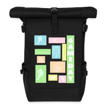 Eishockey Geschenk Trikot Rückenprint Damen Pucks - Rolltop Rucksack - Schwarz - Vorne