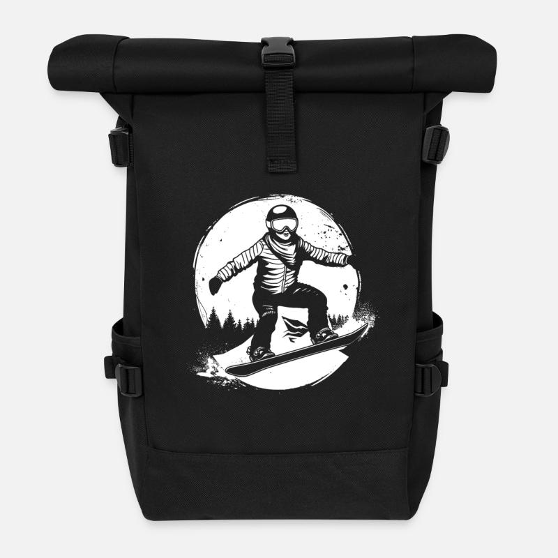 Snowboarder Zeichnung - Rolltop Rucksack - Schwarz