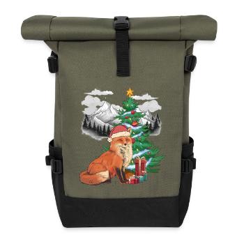 Nikolaus Fuchs Füchse Weihnachtsmann Santa - Rolltop Rucksack - Olive/Schwarz - Vorne