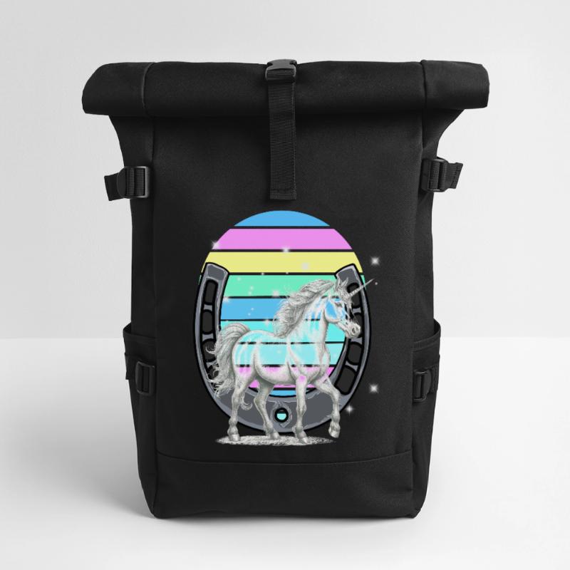 Einhorn Einhörner Regenbogen Pferd Pferde Rolltop Rucksack