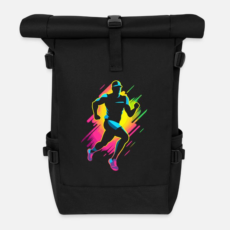 Look de bande dessinée de marathonien - Sac à dos roll top - noir