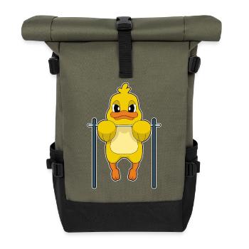 Ente Bodybuilder Klimmzüge Bodybuilding - Rolltop Rucksack - Olive/Schwarz - Vorne