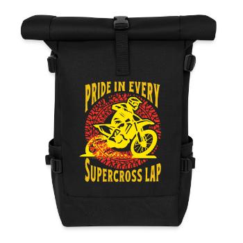 Dirt Biker Riding Supercross Lap Dirt Bike - Rolltop Rucksack - Schwarz - Vorne