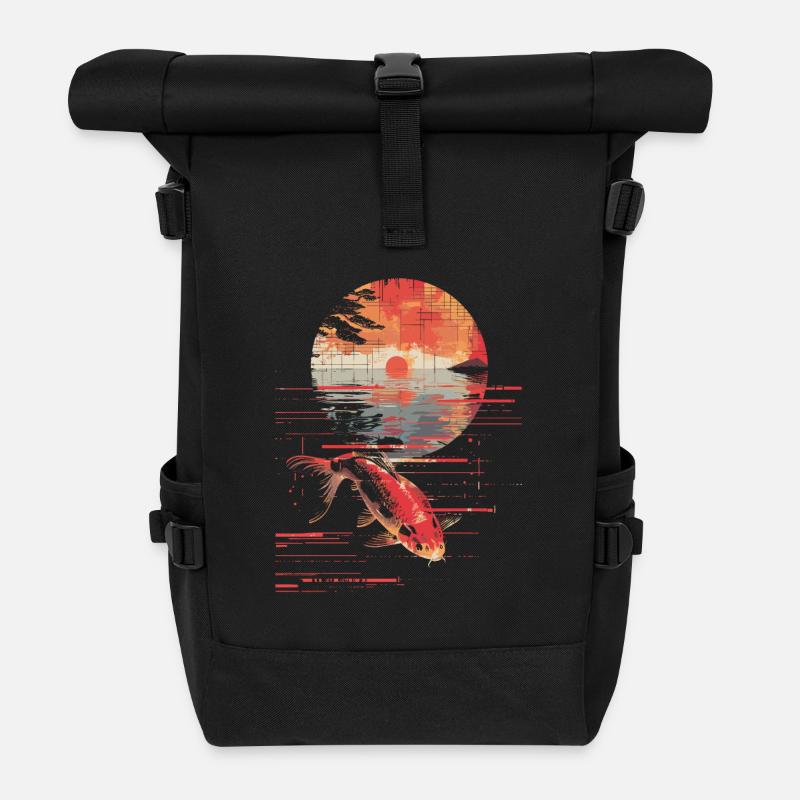 Angeln Synthwave - Rolltop Rucksack - Schwarz
