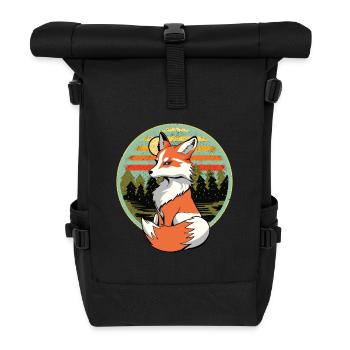Renard rétro Renards Vintage des années 80 des années 90 Renarde - Sac à dos roll top - noir - Devant