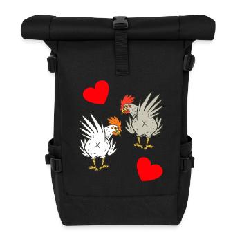Poulet, poulets, volaille - Sac à dos roll top - noir - Devant