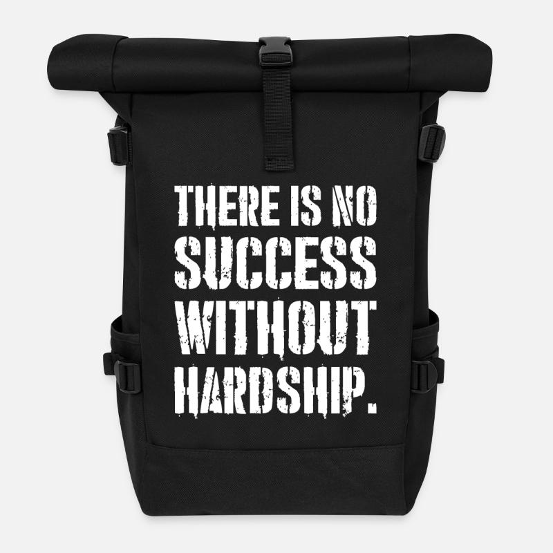 there is no success without hardship - Roll Top Backpack - black