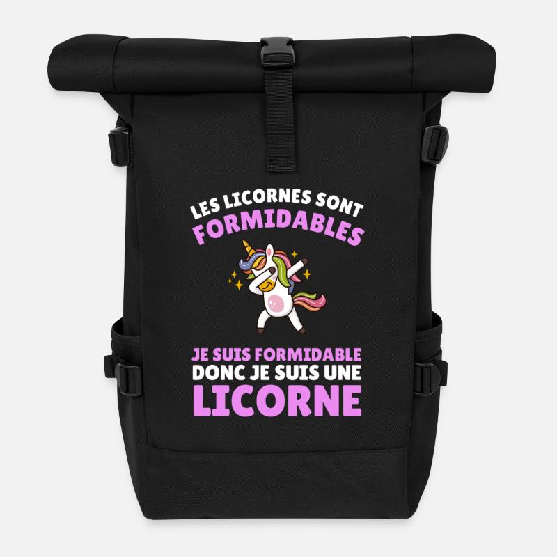 je suis formidable donc je suis une licorne - Sac à dos roll top - noir