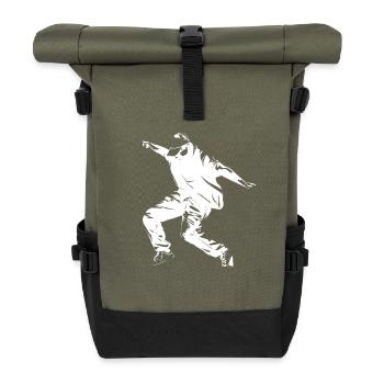 Breakdance Sketch - Roll Top Backpack - olive/black - Front