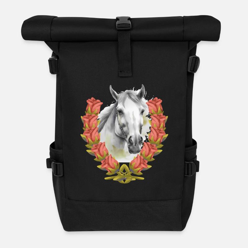 Geburtstag Pferd Pferde Reiterin Reiter Kinder - Rolltop Rucksack - Schwarz