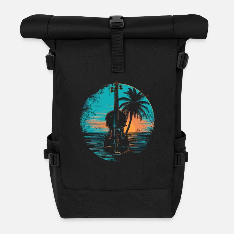 Violine Sonnenuntergang - Rolltop Rucksack - Schwarz