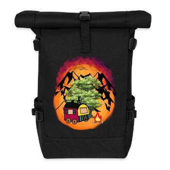 Construction Trailer Adventure Expedition Mountain Nature - Roll Top Backpack - black - Front