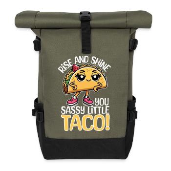 Rise and Shine, Du Freches kleines Taco - Rolltop Rucksack - Olive/Schwarz - Vorne