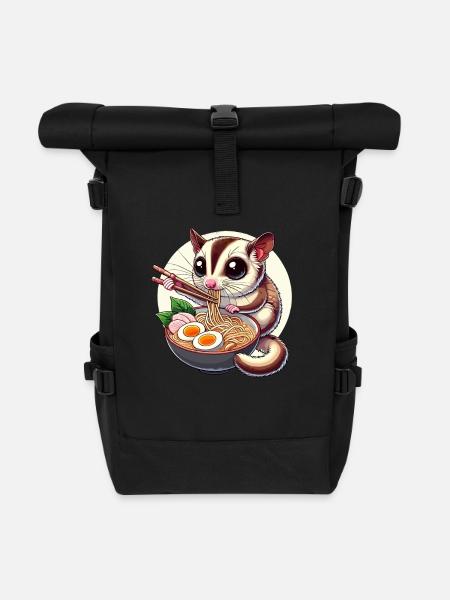 Kurzkopfgleitbeutler, Sugar Glider, Ramen - Rolltop Rucksack - Schwarz
